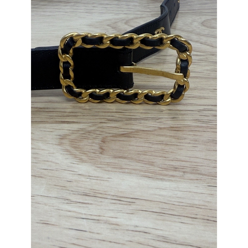 Authentic CHANEL Vintage 1996 Belt Leather Coco Mark/Black Belt Sz 65/26 CC Logo - Picture 6 of 16